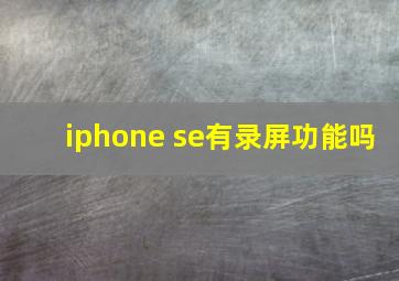 iphone se有录屏功能吗